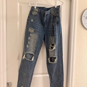 Distressed Blue Skinny Jeans